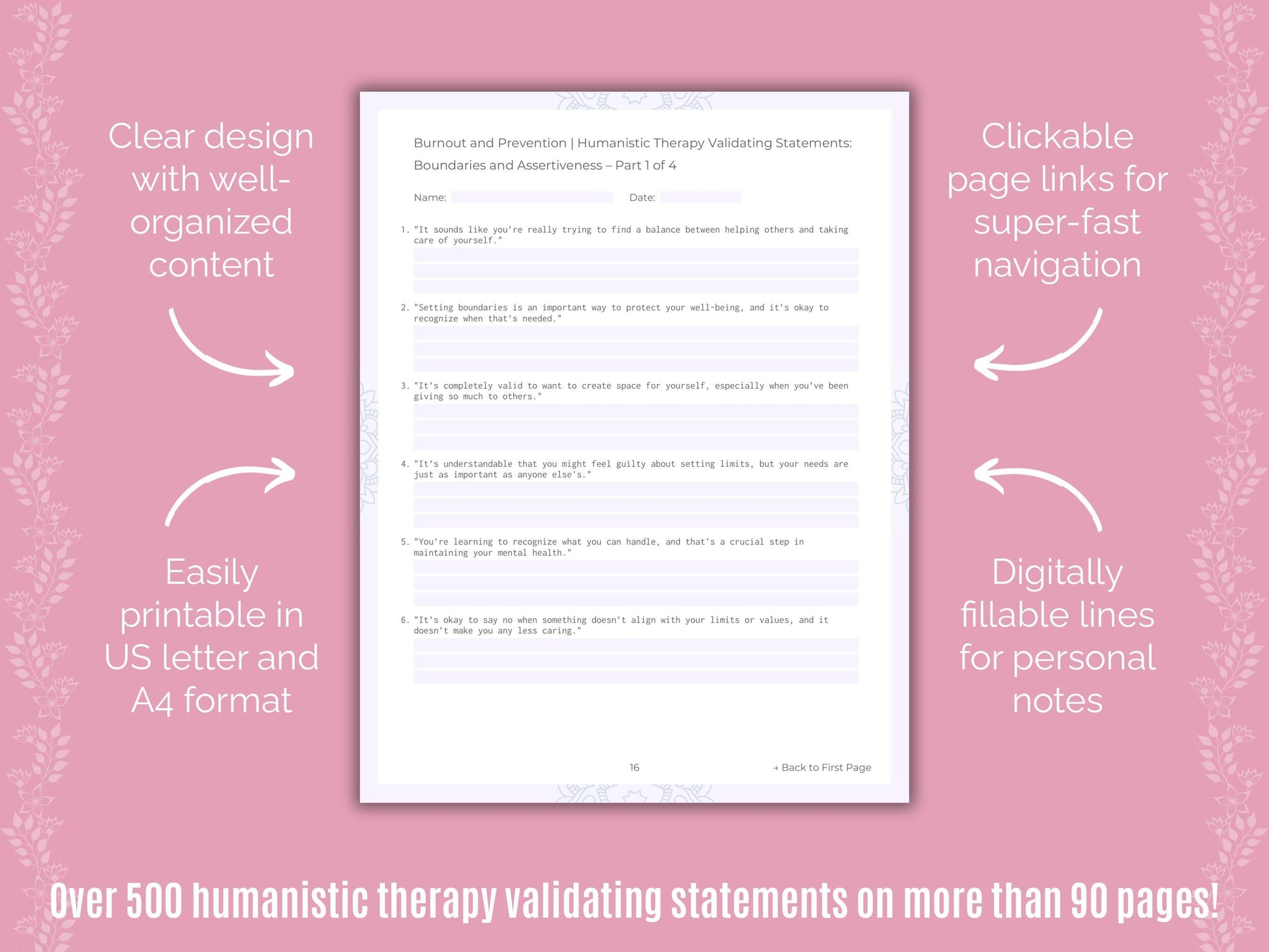 Burnout and Prevention Humanistic Therapy Counseling Templates