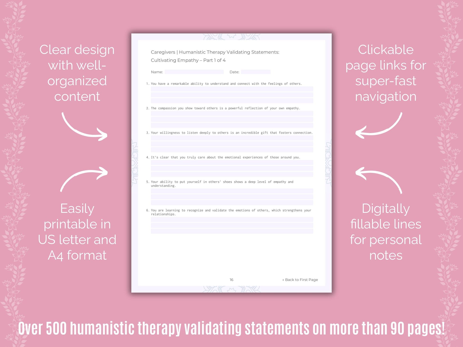 Caregivers Humanistic Therapy Counseling Templates