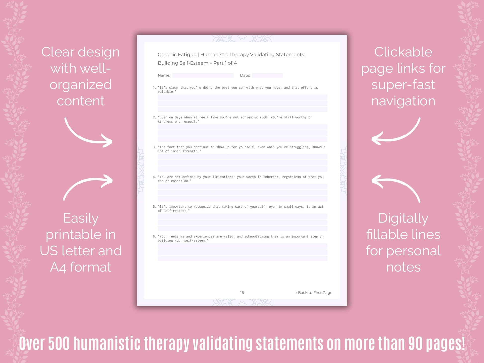 Chronic Fatigue Humanistic Therapy Counseling Templates