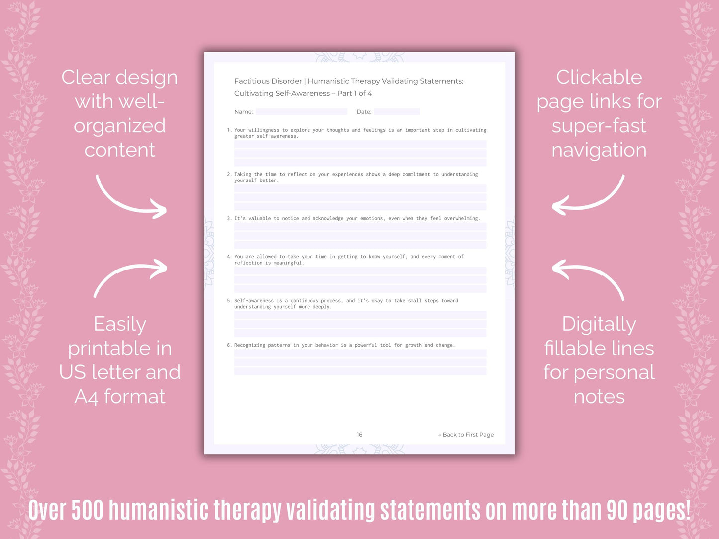 Factitious Disorder Humanistic Therapy Counseling Templates