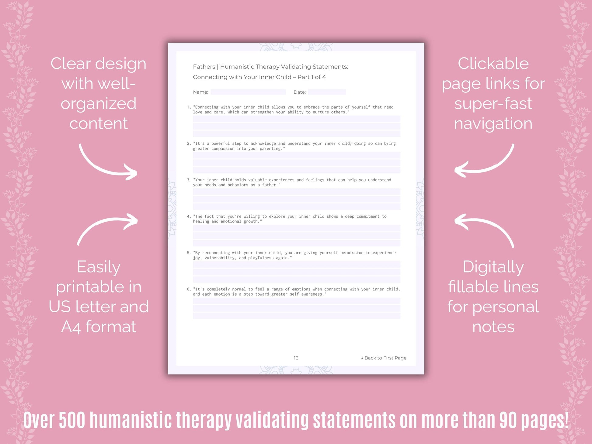 Fathers Humanistic Therapy Counseling Templates
