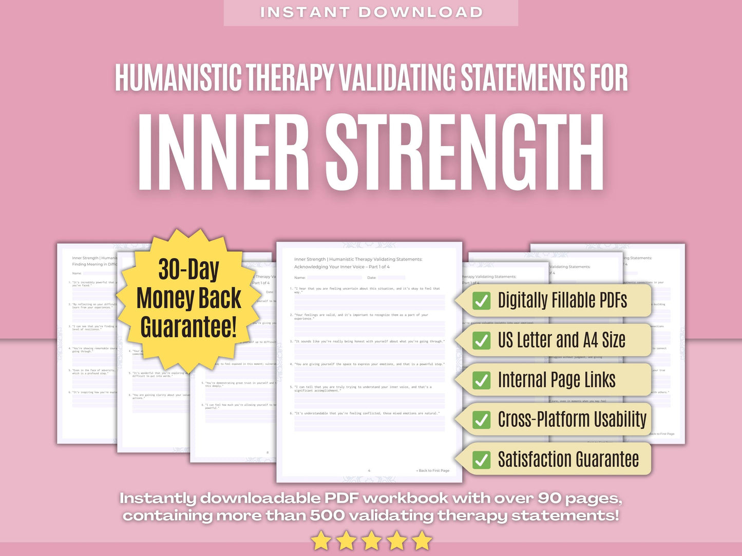 Inner Strength Humanistic Therapy Psychology Workbooks