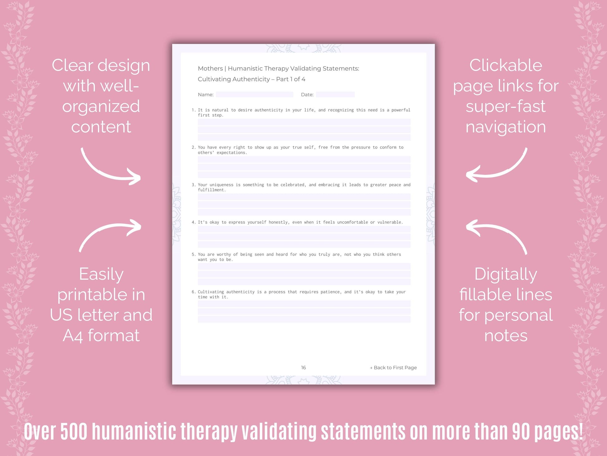 Mothers Humanistic Therapy Counseling Templates