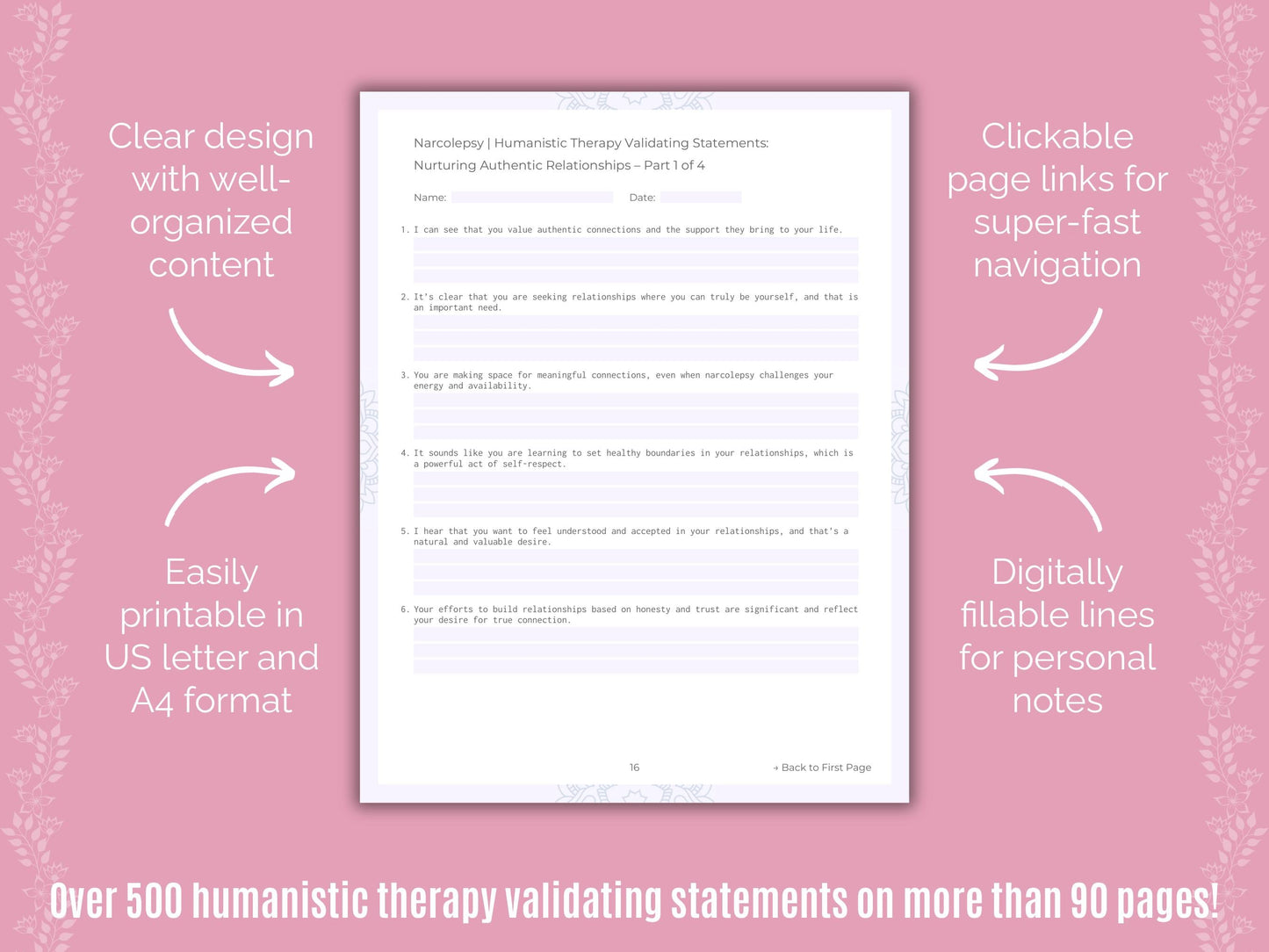 Narcolepsy Humanistic Therapy Counseling Templates