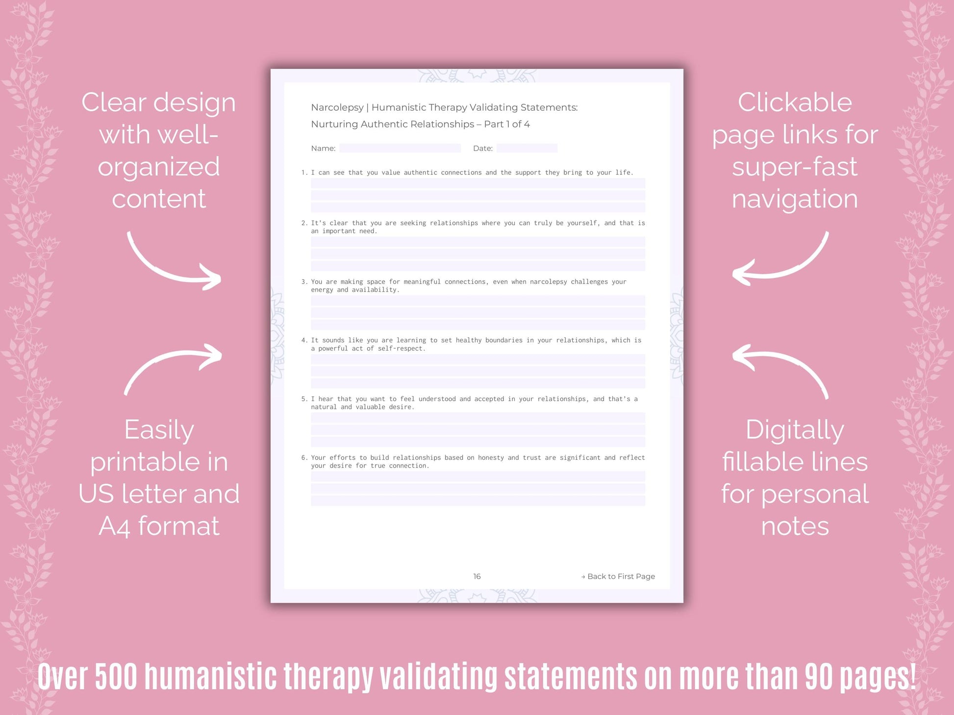 Narcolepsy Humanistic Therapy Counseling Templates