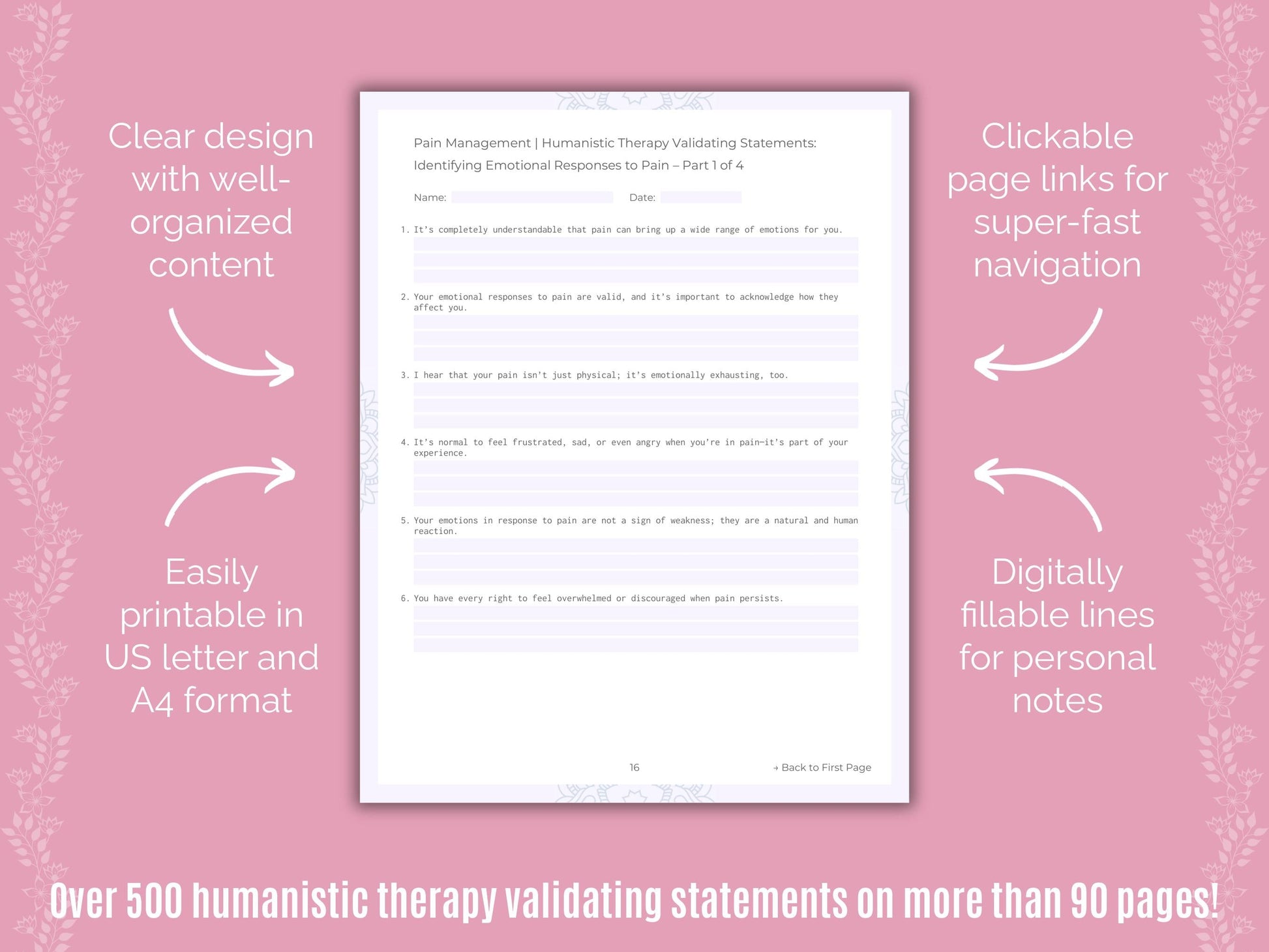 Pain Management Humanistic Therapy Counseling Templates