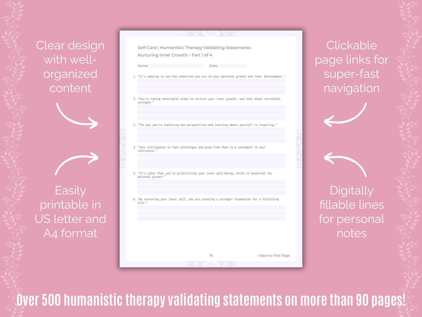 Self-Care Humanistic Therapy Counseling Templates