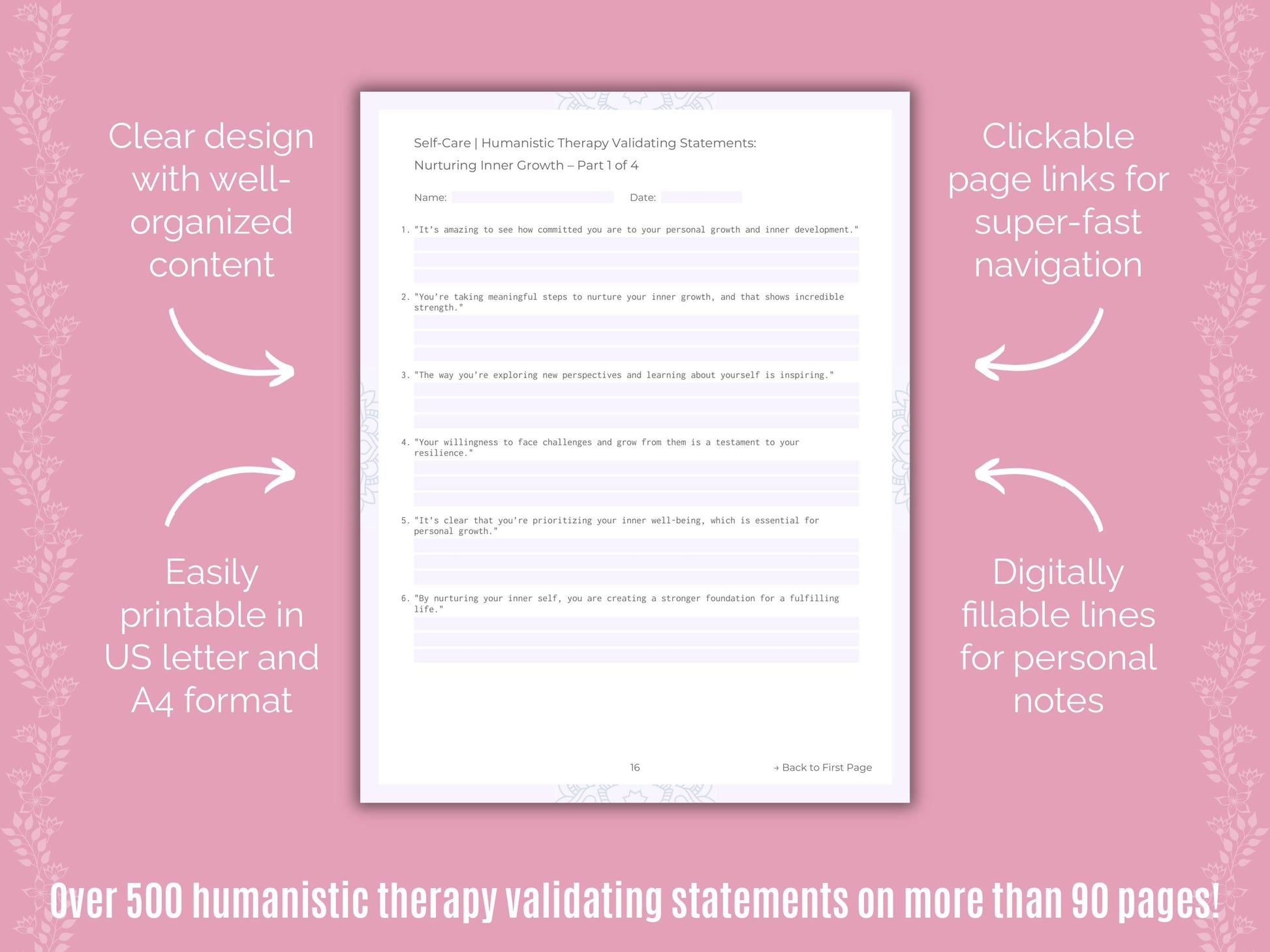 Self-Care Humanistic Therapy Counseling Templates