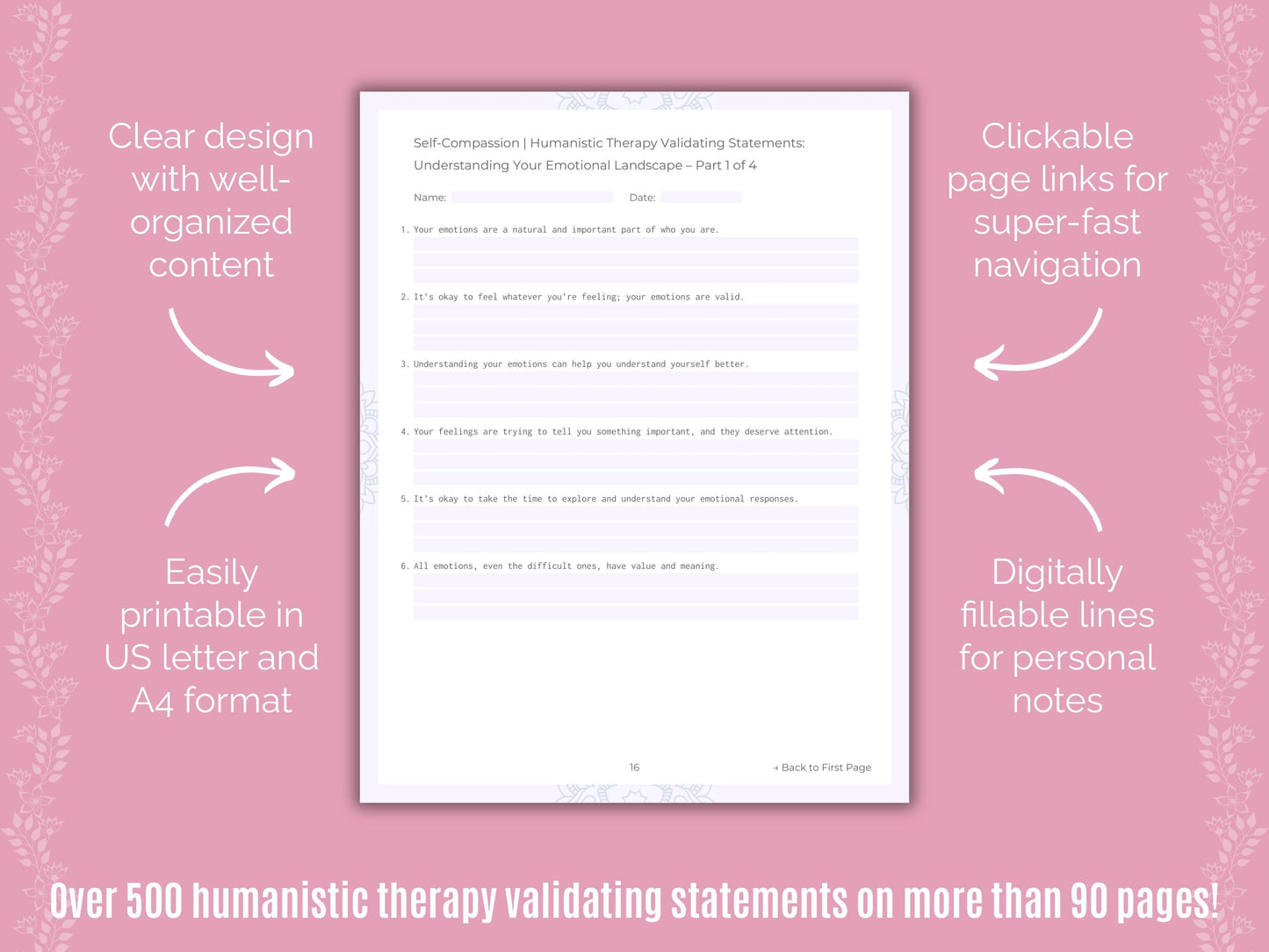 Self-Compassion Humanistic Therapy Counseling Templates