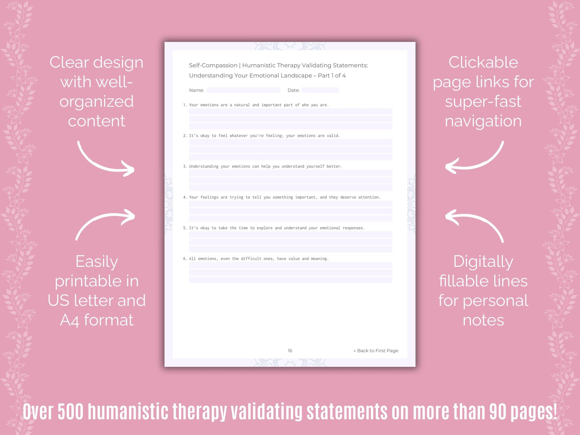 Self-Compassion Humanistic Therapy Counseling Templates