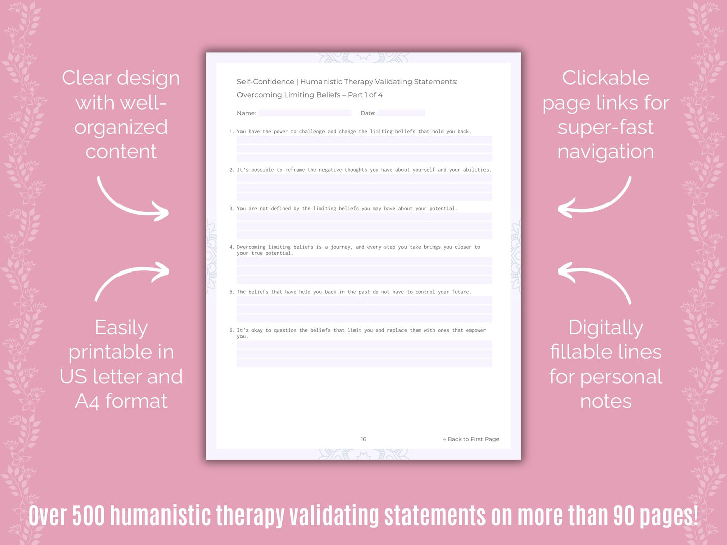 Self-Confidence Humanistic Therapy Counseling Templates