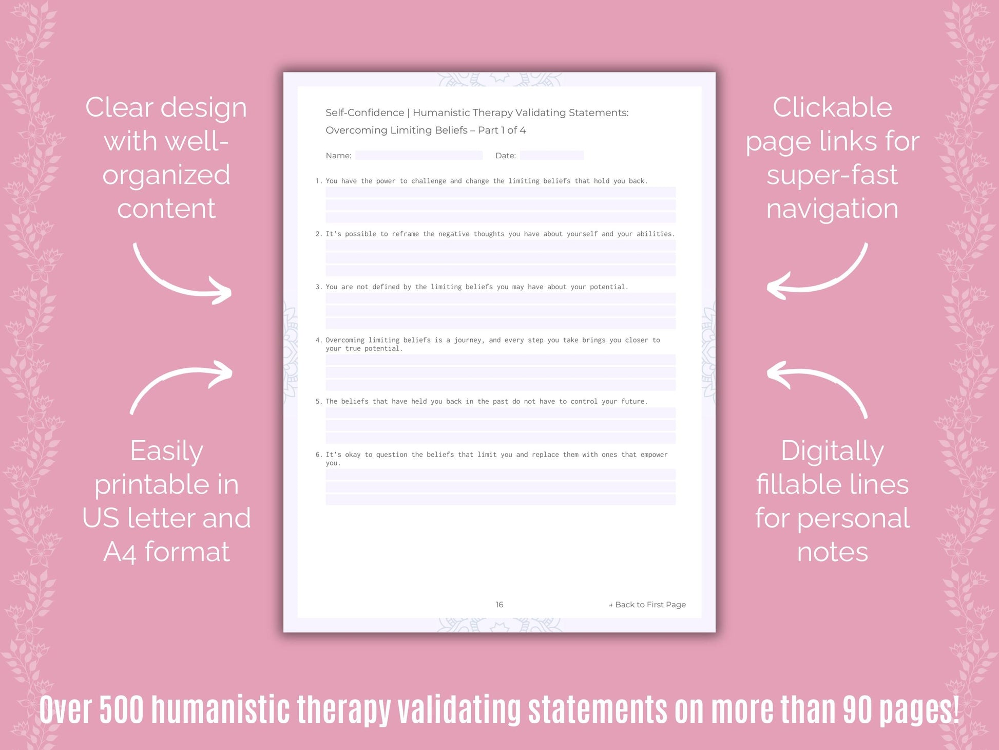 Self-Confidence Humanistic Therapy Counseling Templates