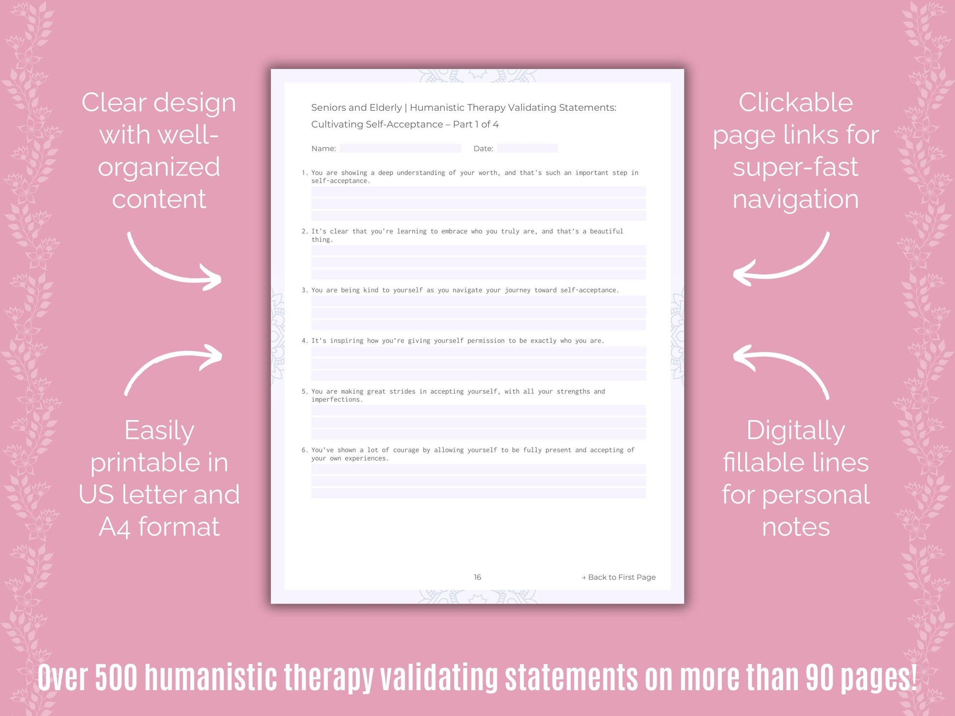 Seniors and Elderly Humanistic Therapy Counseling Templates