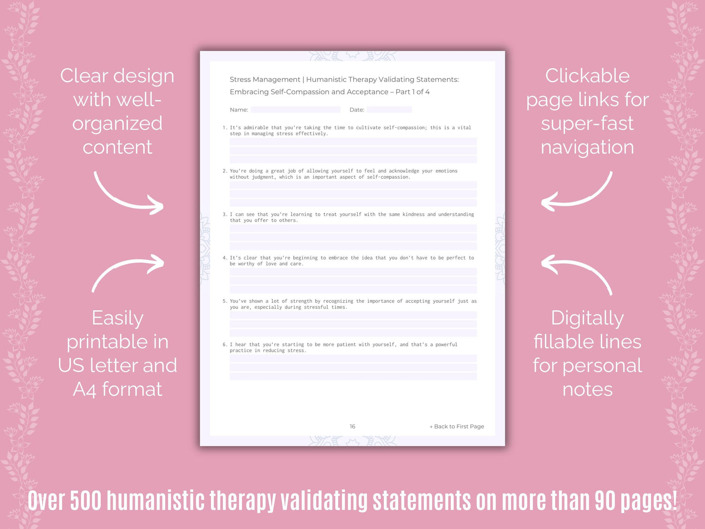Stress Management Humanistic Therapy Counseling Templates