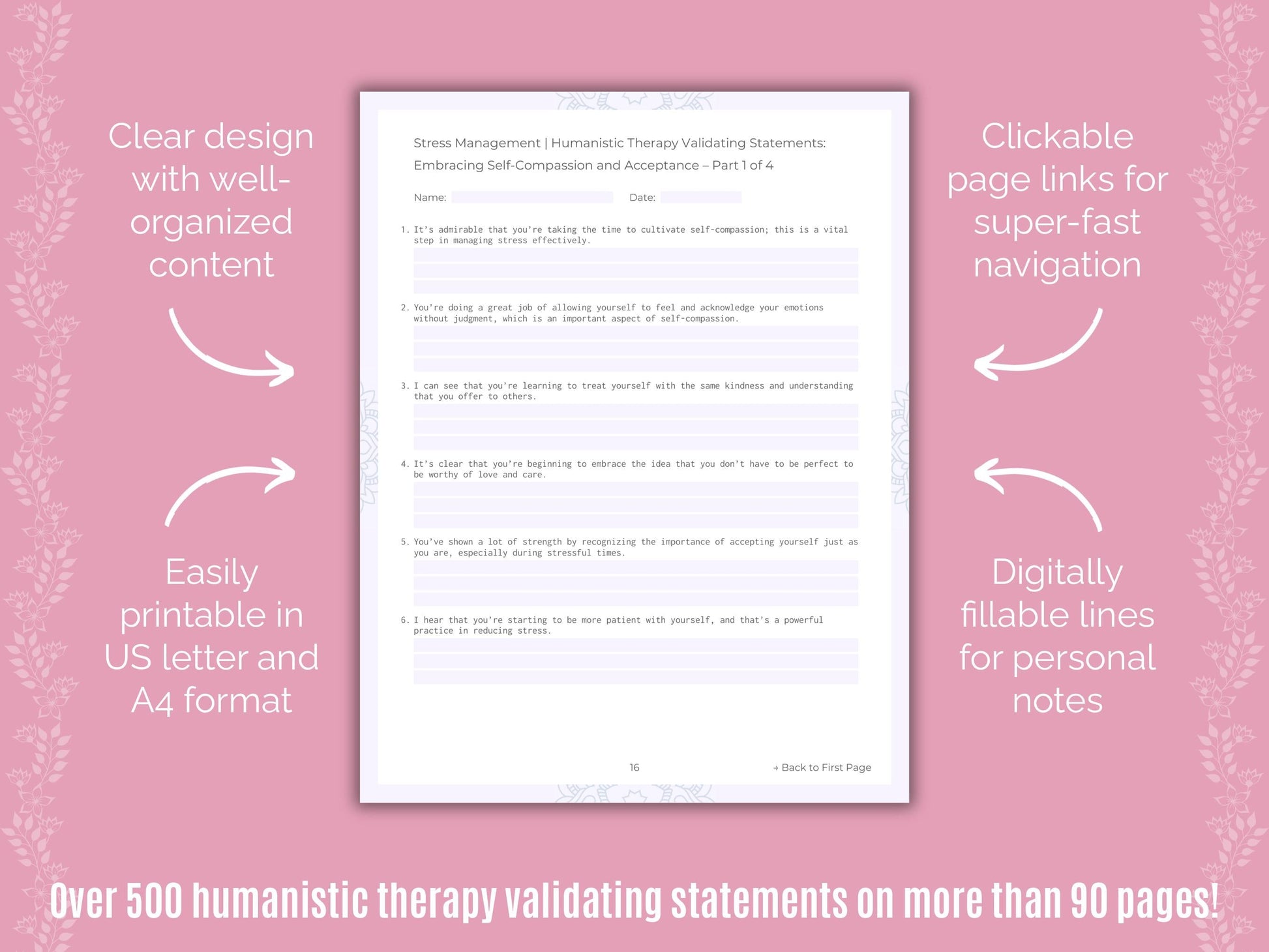 Stress Management Humanistic Therapy Counseling Templates
