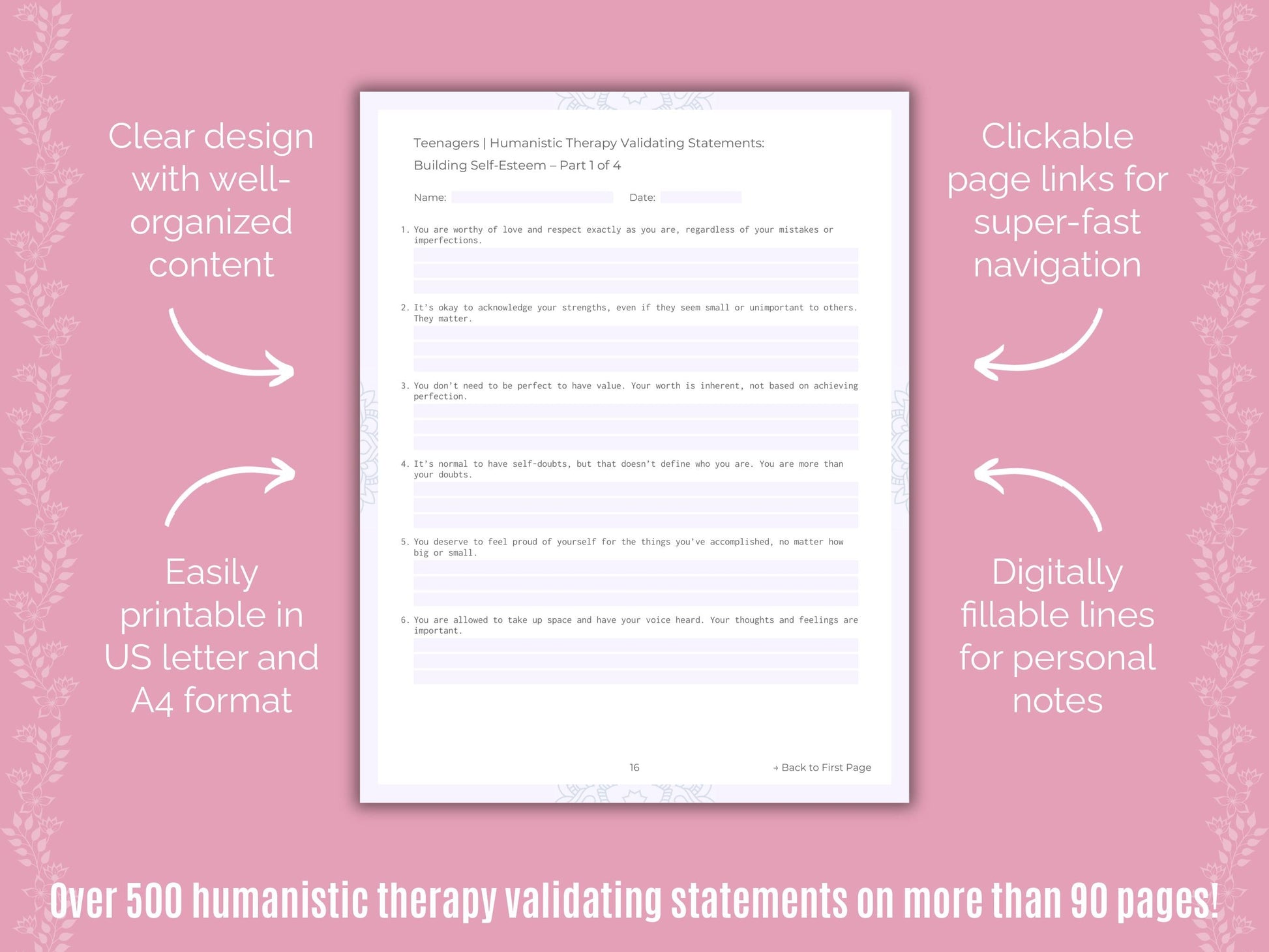 Teenagers Humanistic Therapy Counseling Templates