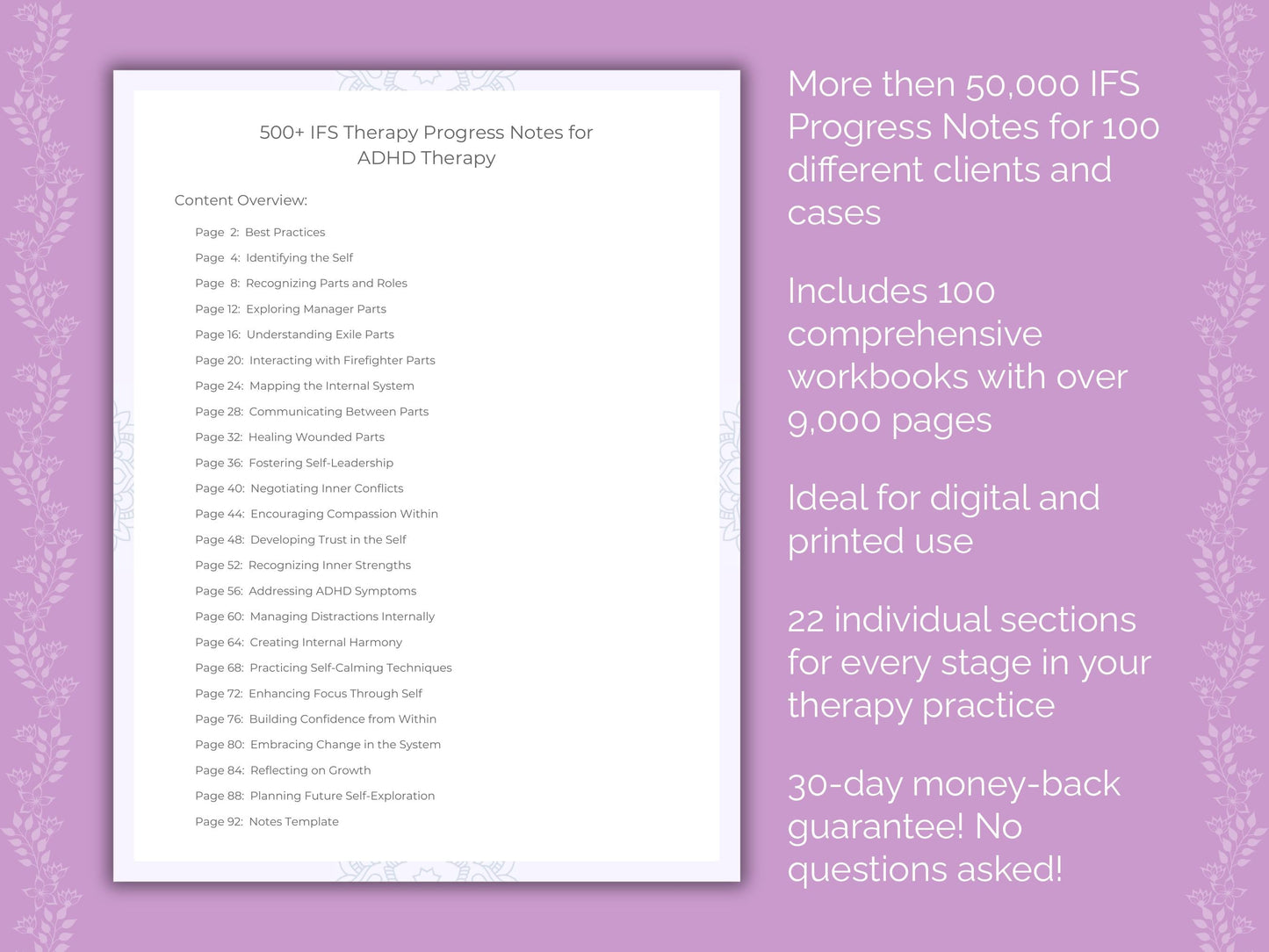 Internal Family Systems (IFS) Therapy Progress Notes Counseling Templates