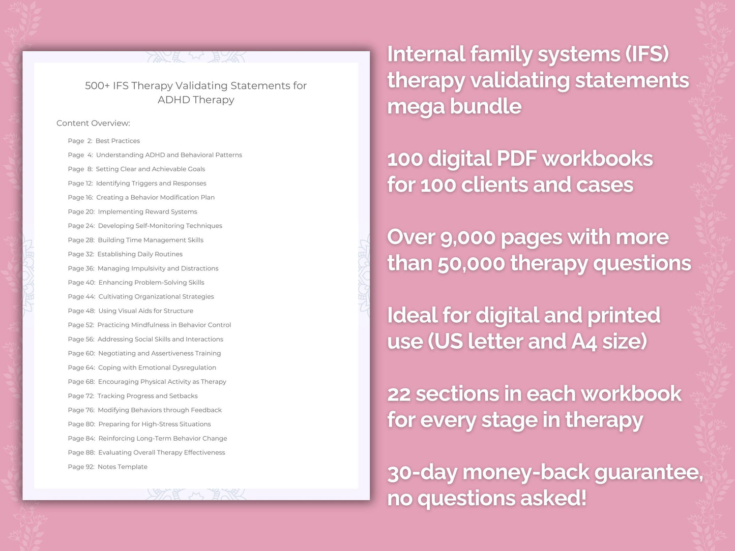 Internal Family Systems (IFS) Therapy Validating Statements Counseling Templates
