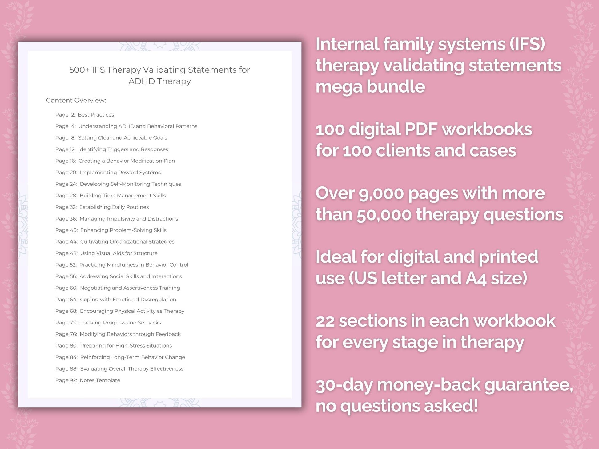 Internal Family Systems (IFS) Therapy Validating Statements Counseling Templates