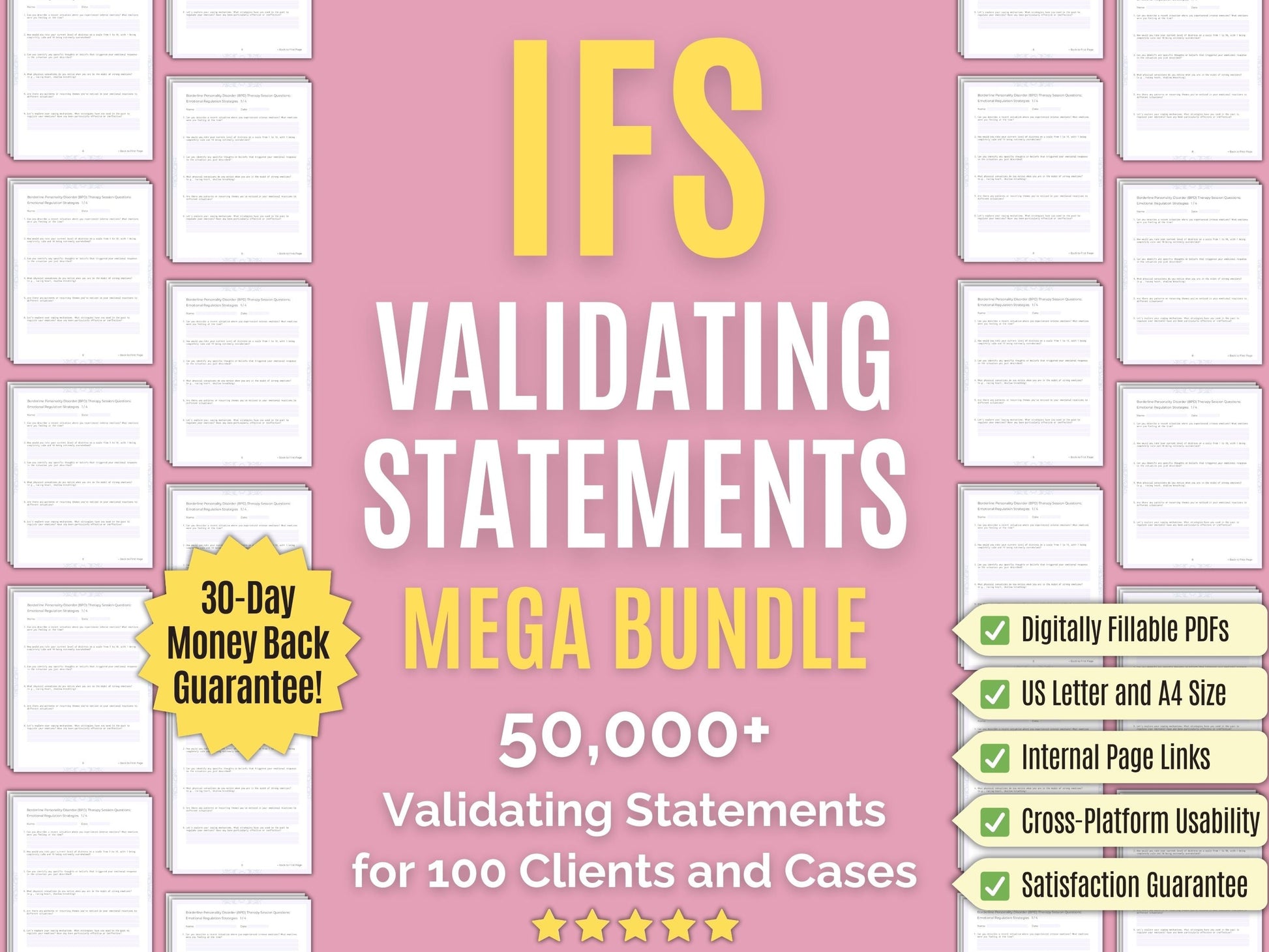 Internal Family Systems (IFS) Therapy Validating Statements Psychology Workbooks