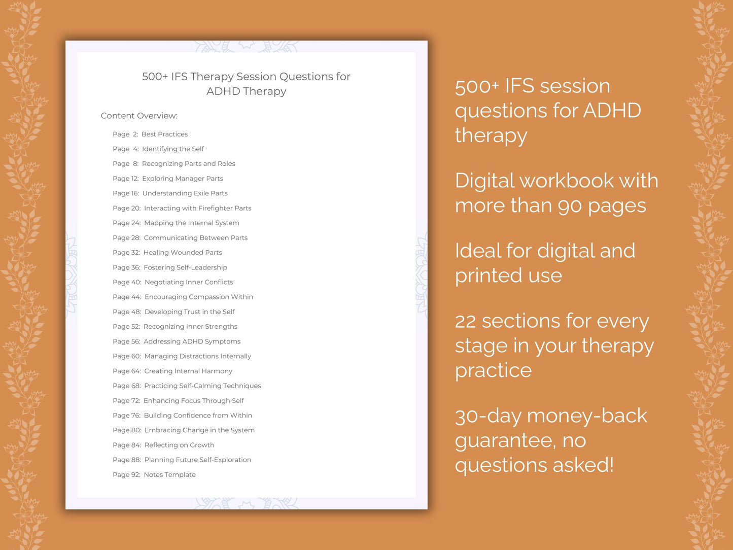 ADHD Internal Family Systems (IFS) Therapist Worksheets