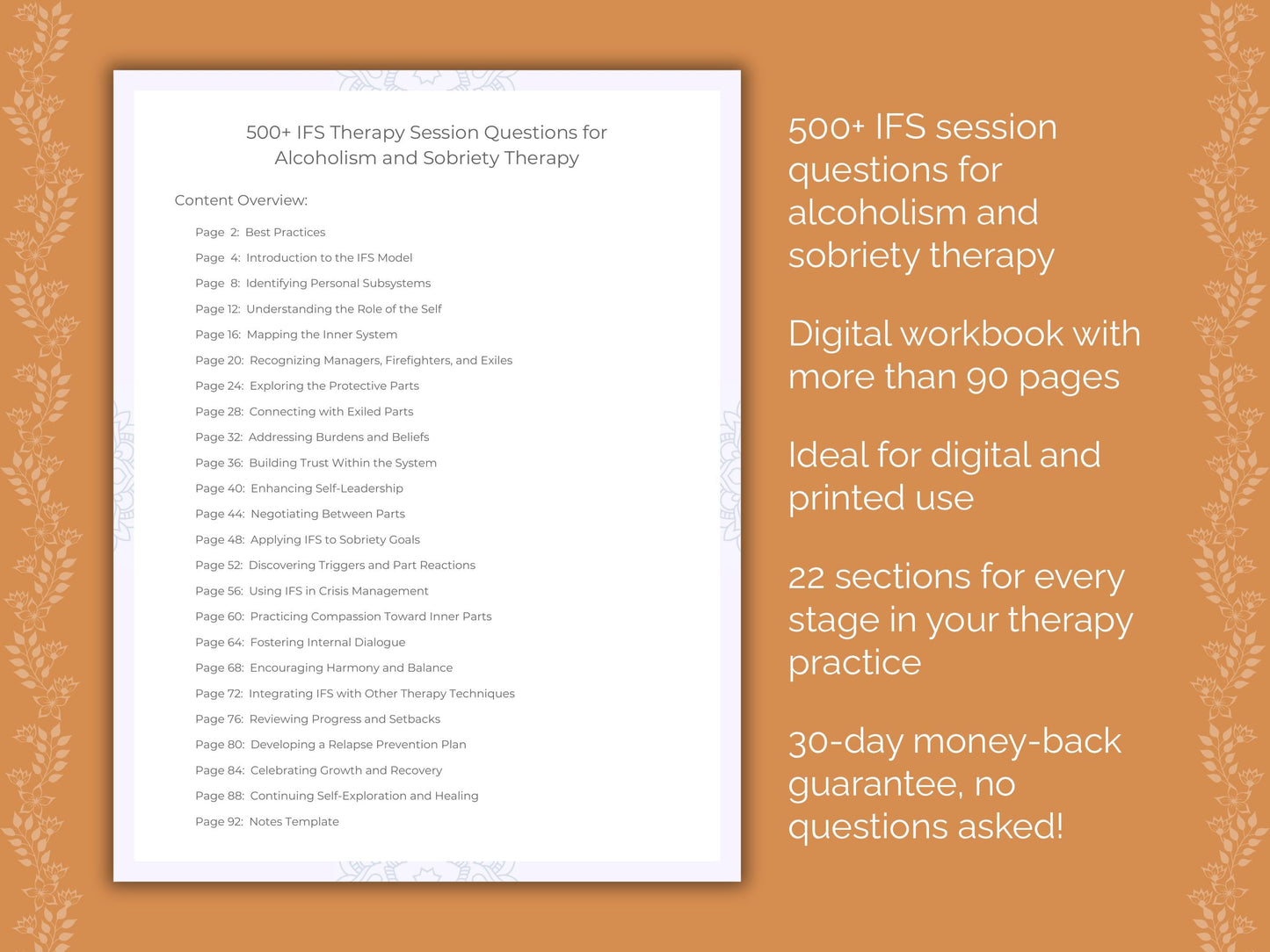 Alcoholism and Sobriety Internal Family Systems (IFS) Therapist Worksheets