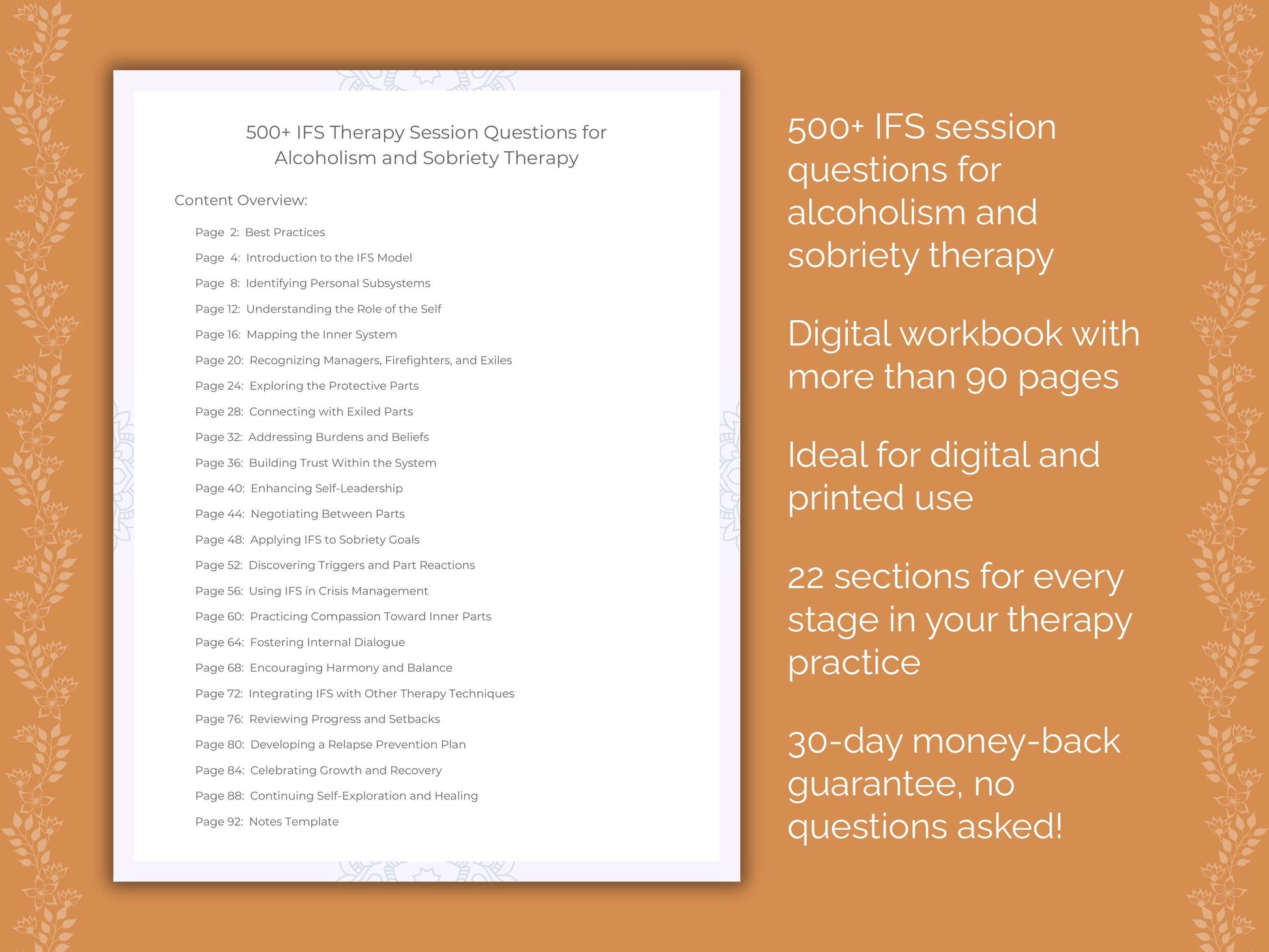 Alcoholism and Sobriety Internal Family Systems (IFS) Therapist Worksheets