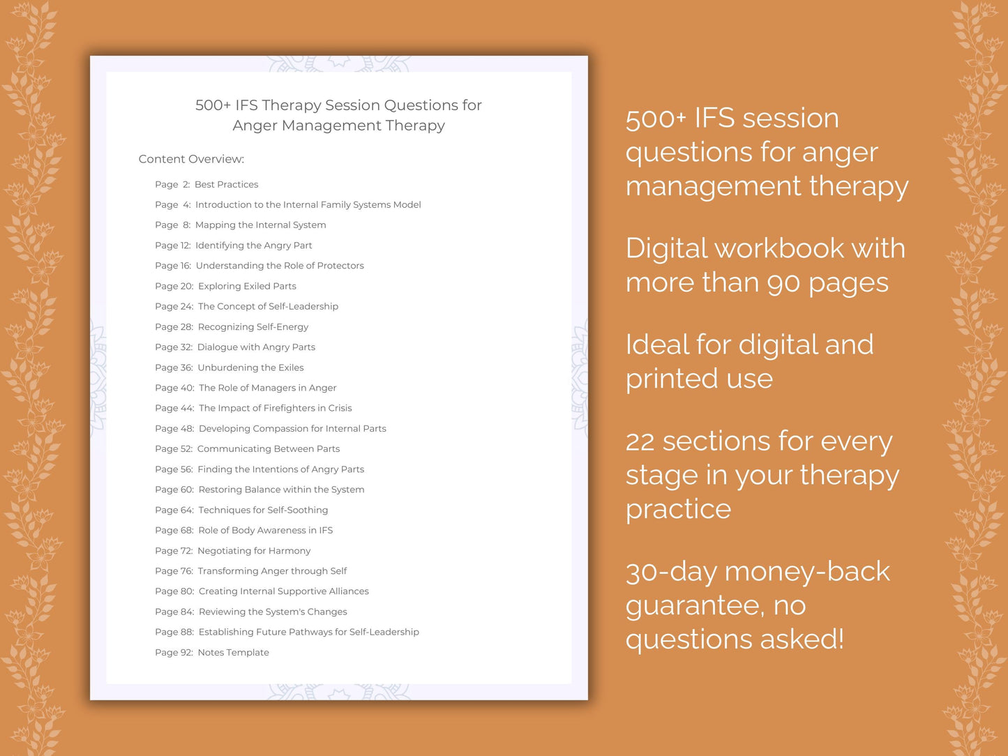 Anger Management Internal Family Systems (IFS) Therapist Worksheets