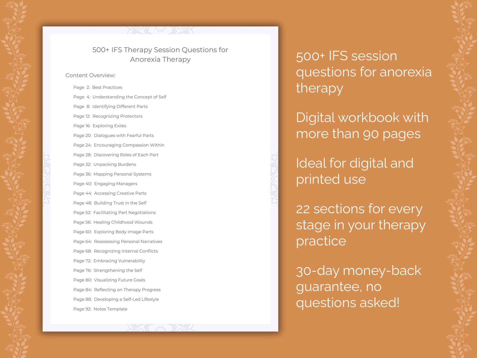 Anorexia Internal Family Systems (IFS) Therapist Worksheets