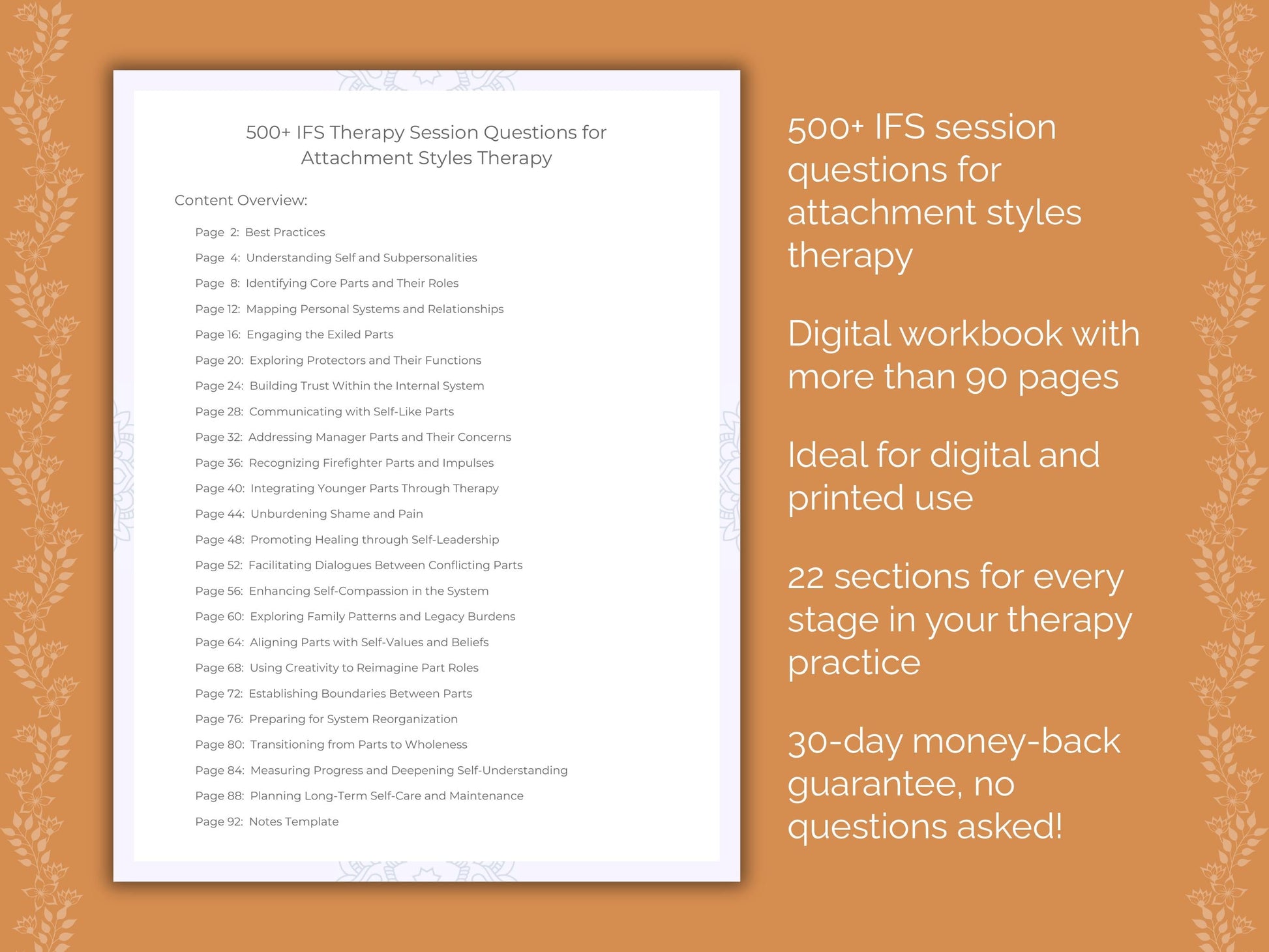 Attachment Styles Internal Family Systems (IFS) Therapist Worksheets