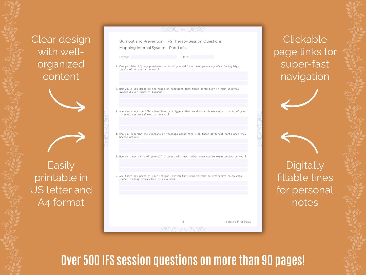 Burnout and Prevention Internal Family Systems (IFS) Counseling Templates