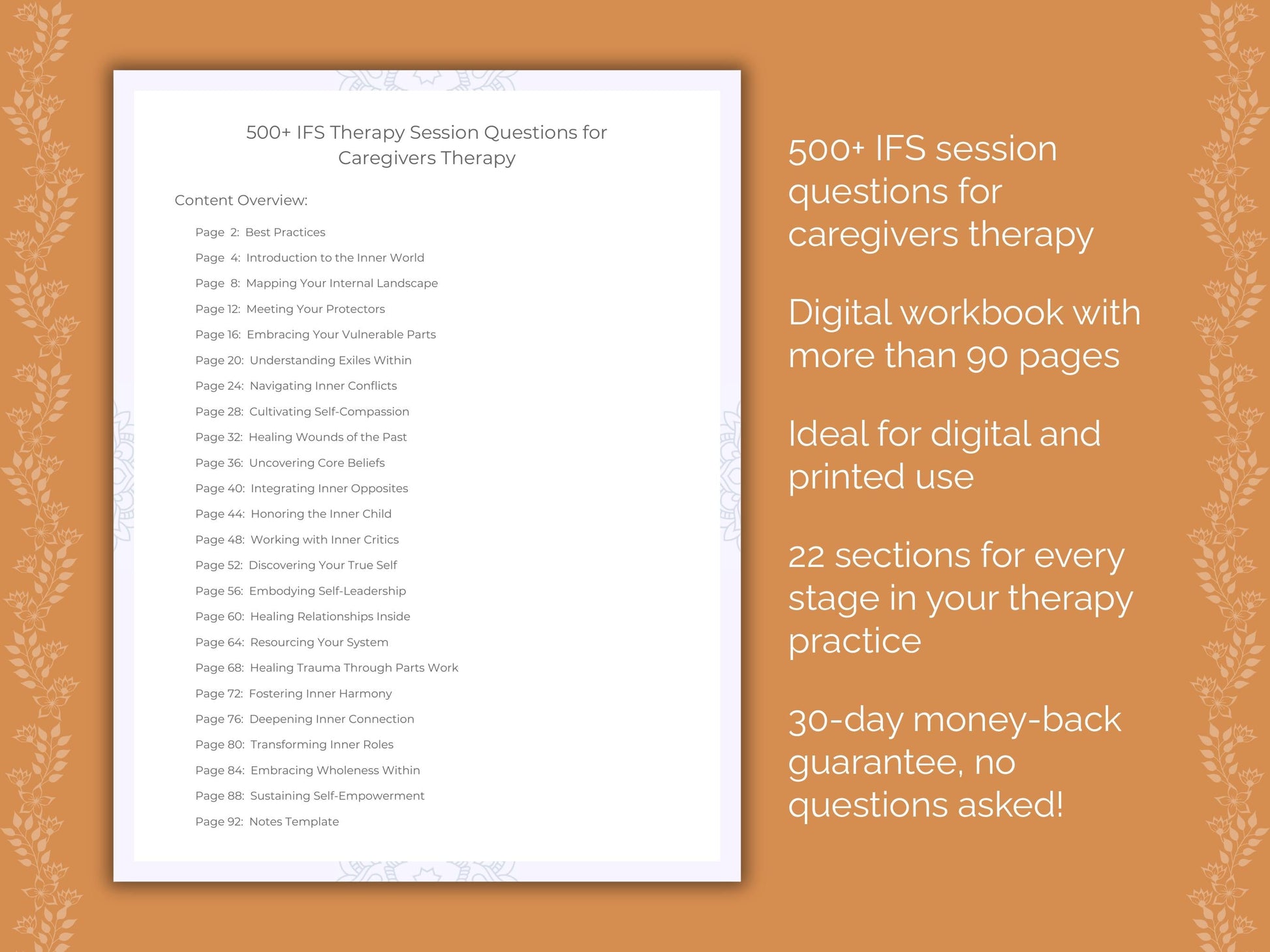 Caregivers Internal Family Systems (IFS) Therapist Worksheets