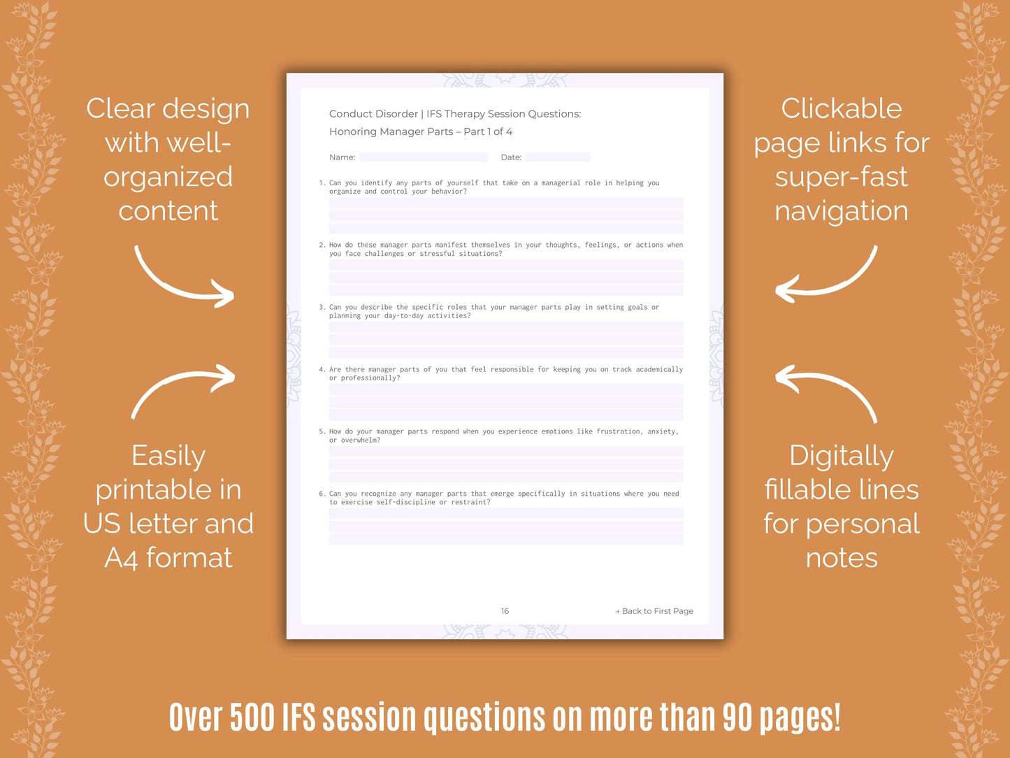 Conduct Disorder Internal Family Systems (IFS) Counseling Templates