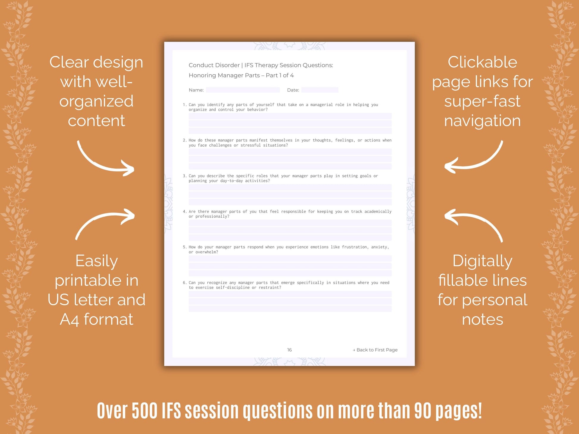 Conduct Disorder Internal Family Systems (IFS) Counseling Templates