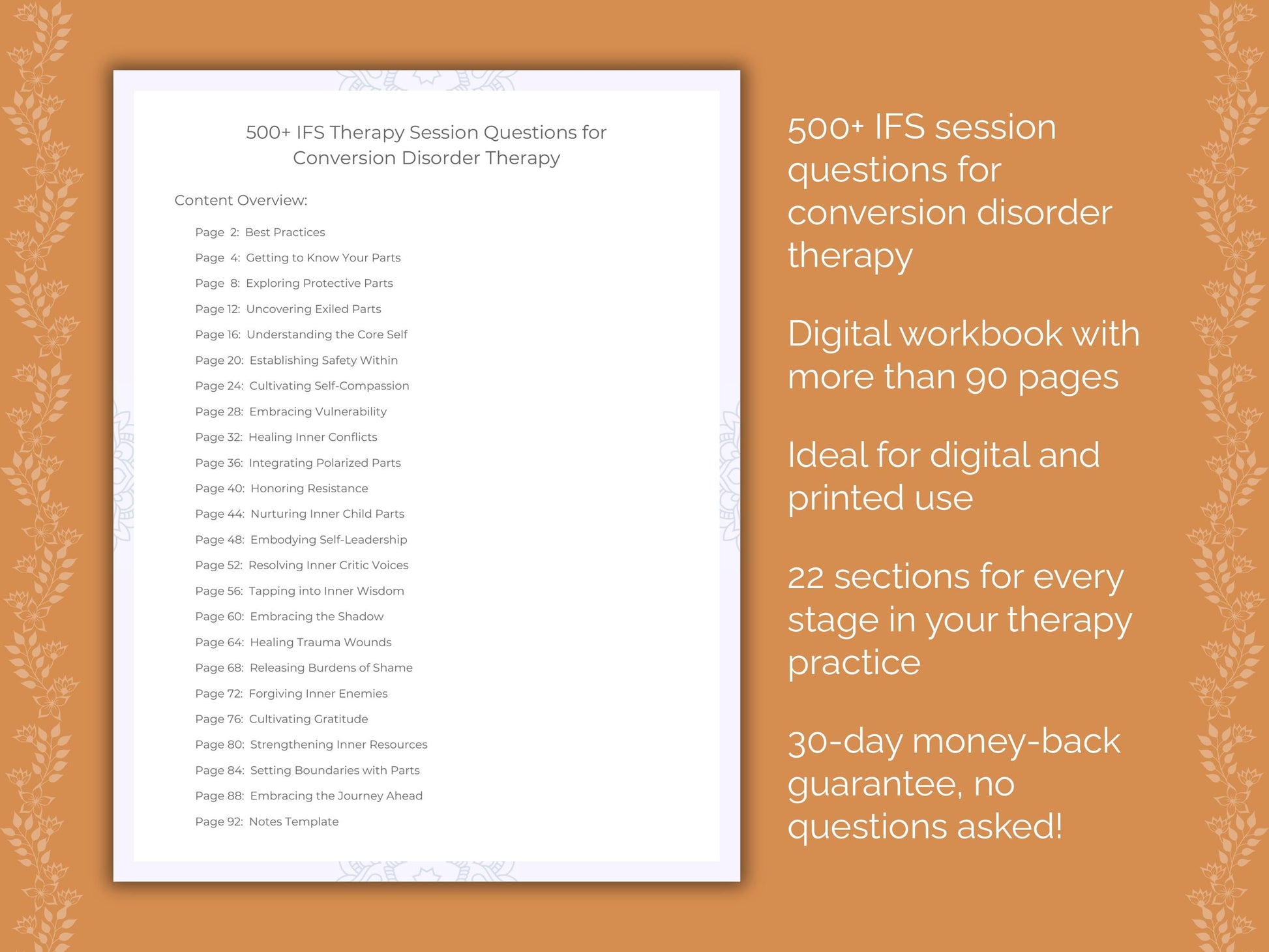 Conversion Disorder Internal Family Systems (IFS) Therapist Worksheets