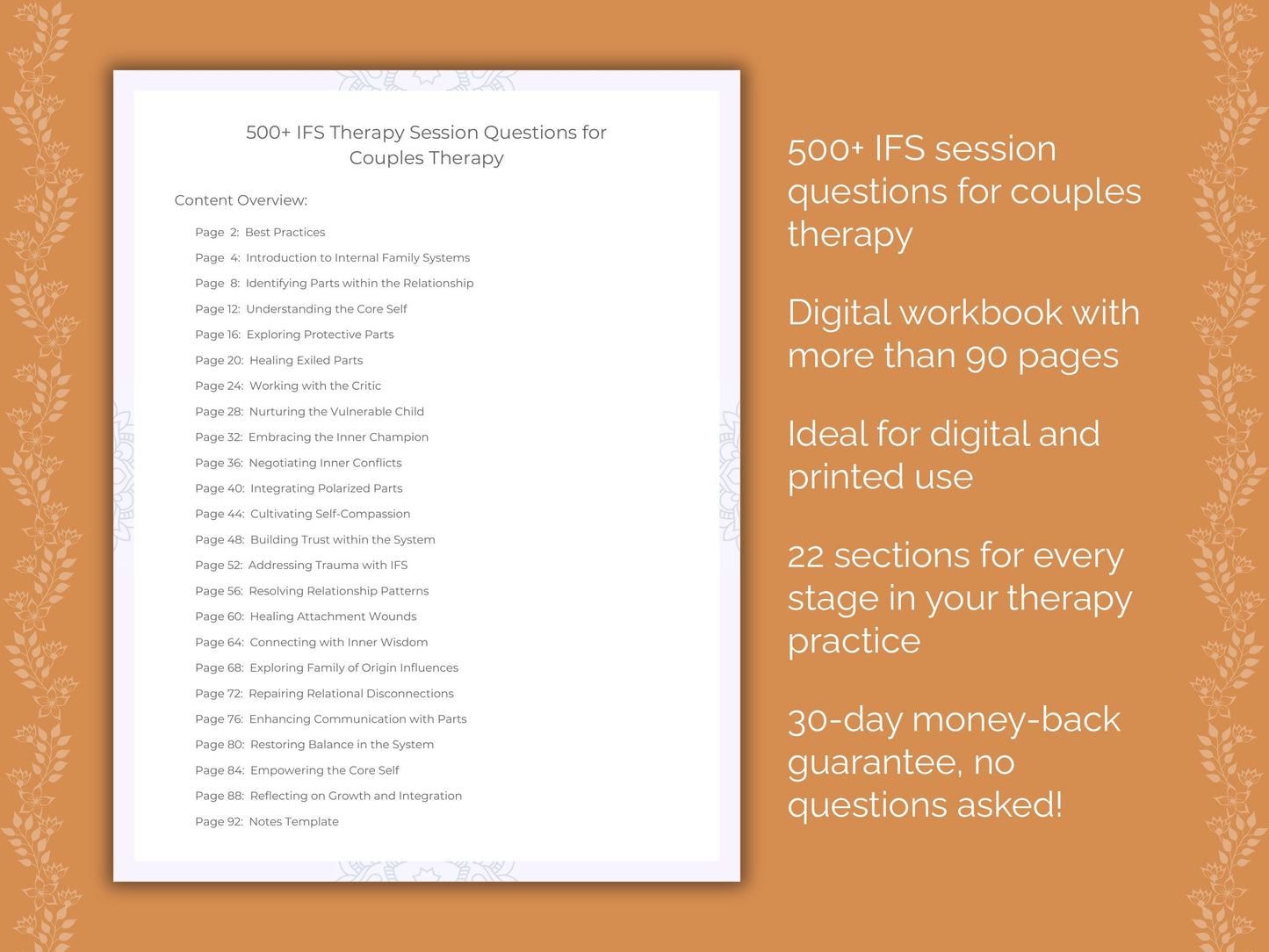 Couples Internal Family Systems (IFS) Therapist Worksheets