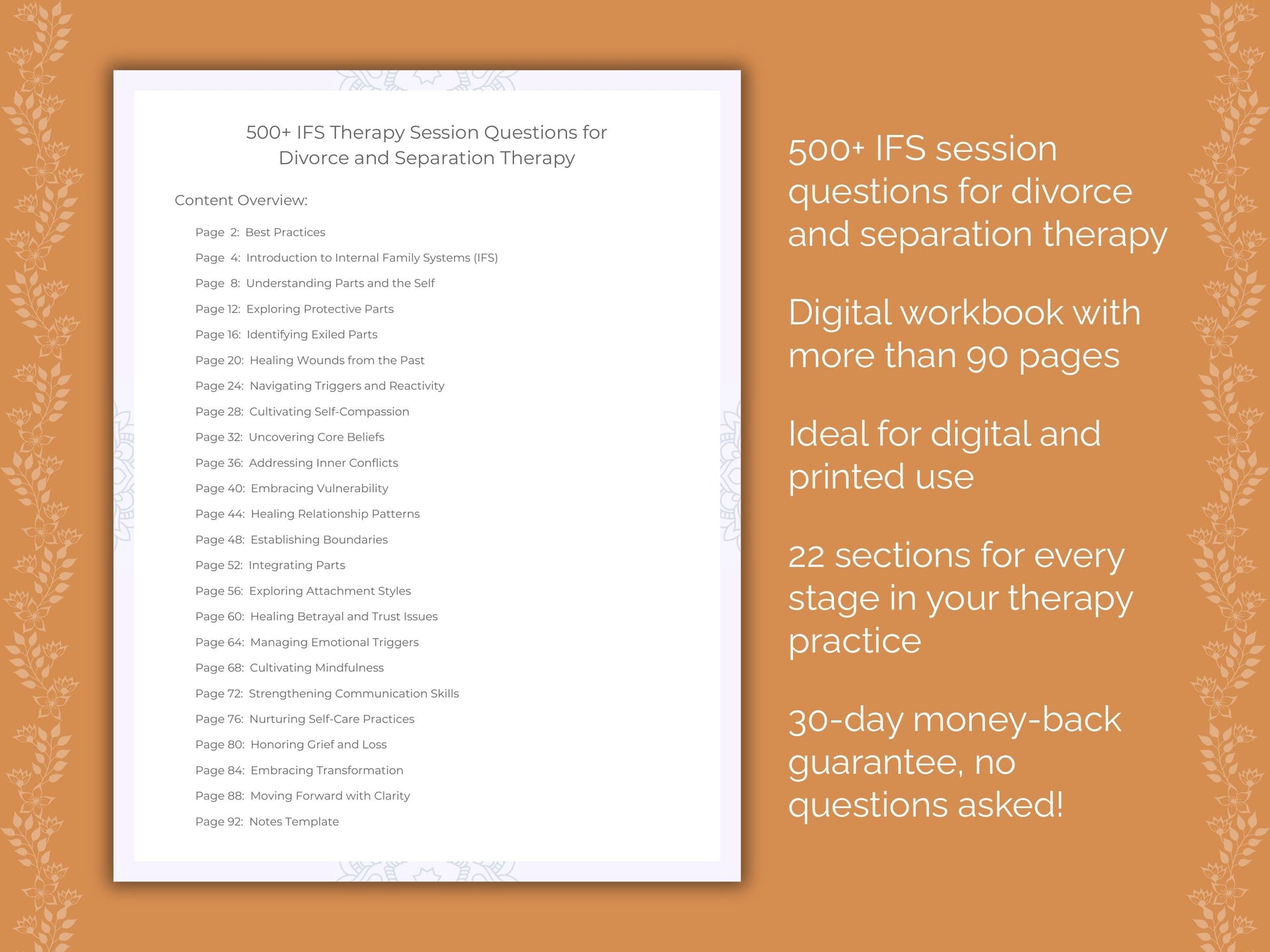 Divorce and Separation Internal Family Systems (IFS) Therapist Worksheets