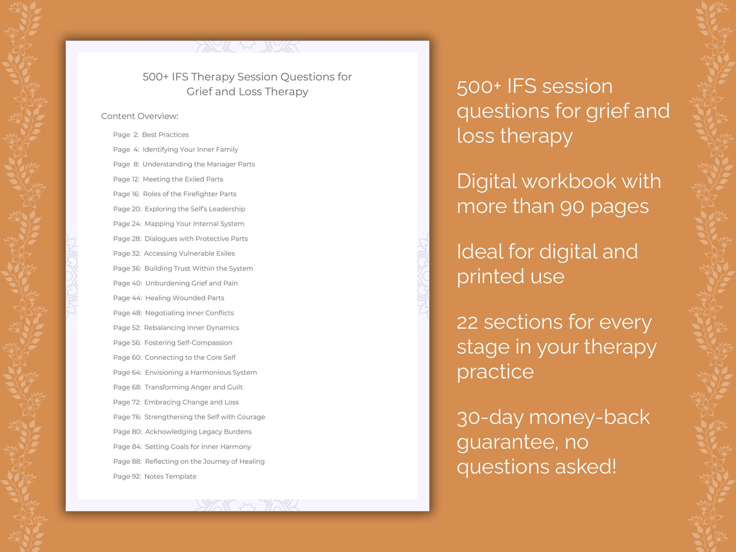 Grief and Loss Internal Family Systems (IFS) Therapist Worksheets