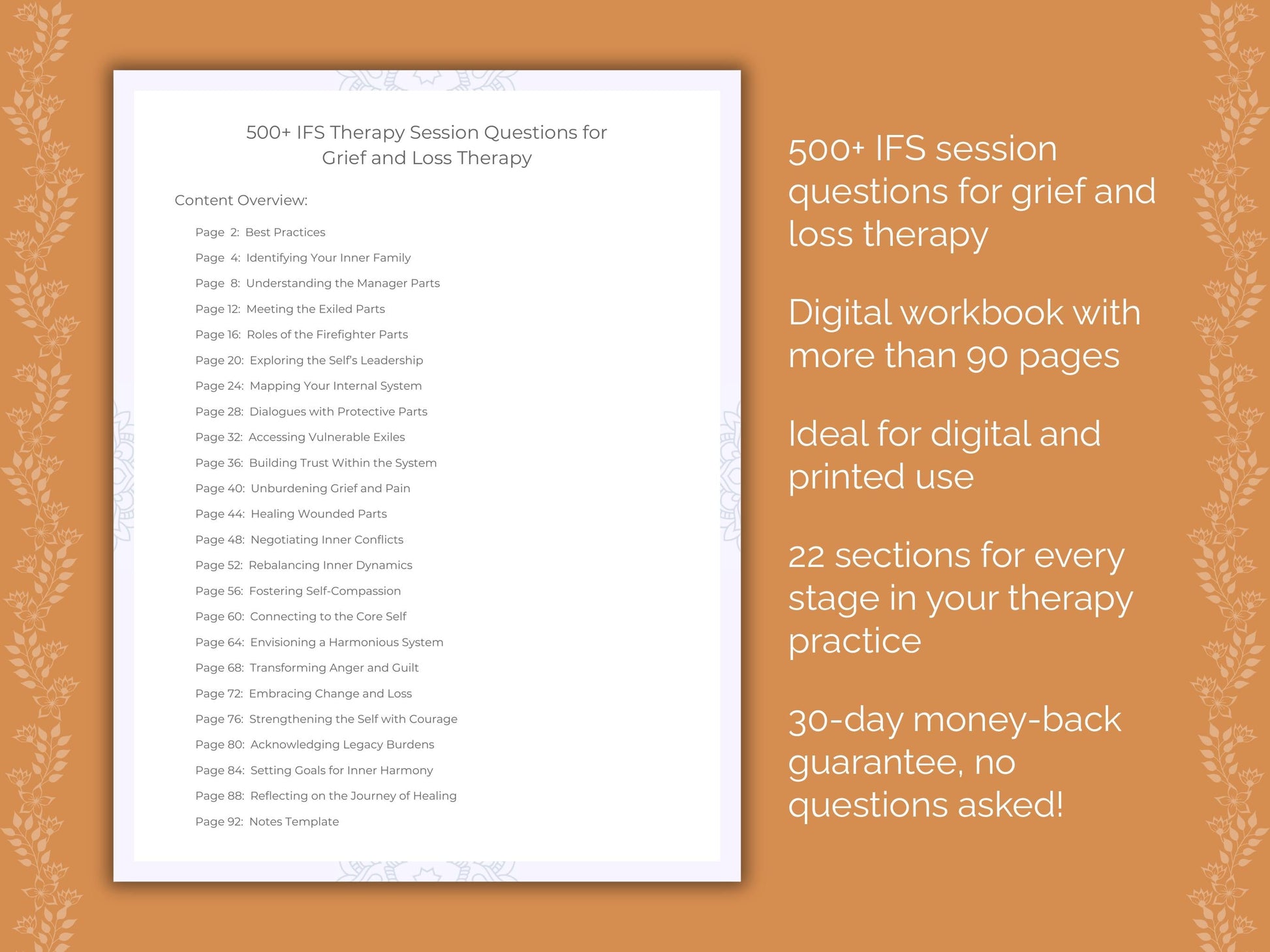 Grief and Loss Internal Family Systems (IFS) Therapist Worksheets