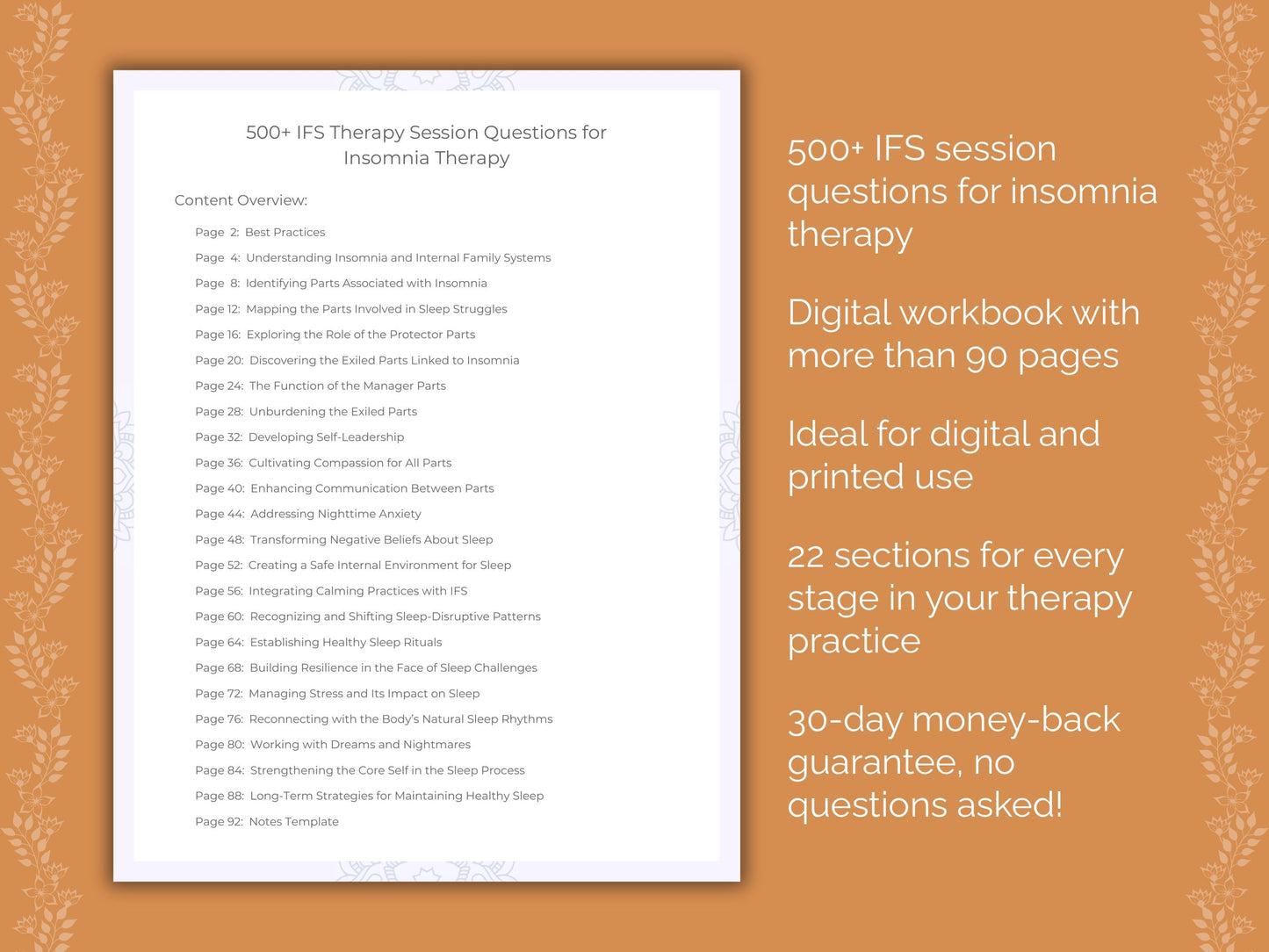 Insomnia Internal Family Systems (IFS) Therapist Worksheets