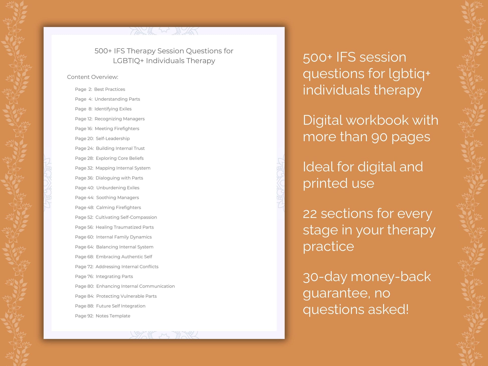 LGBTIQ+ Individuals Internal Family Systems (IFS) Therapist Worksheets