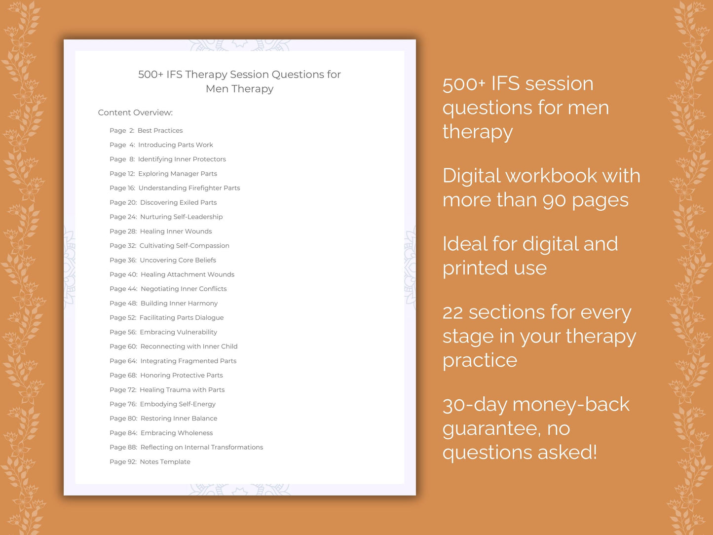 Men Internal Family Systems (IFS) Therapist Worksheets