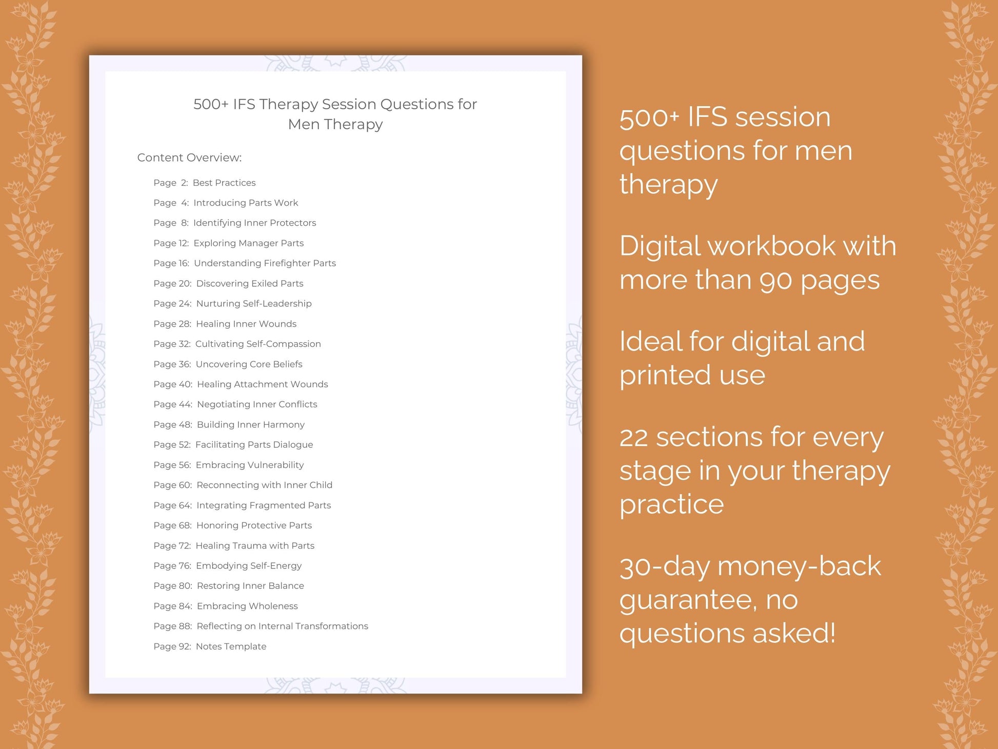 Men Internal Family Systems (IFS) Therapist Worksheets