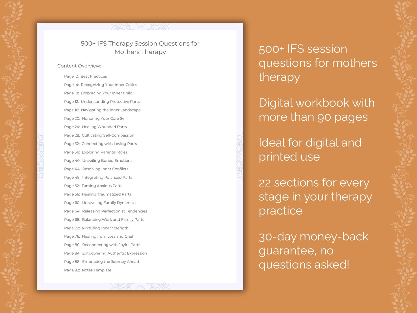 Mothers Internal Family Systems (IFS) Therapist Worksheets