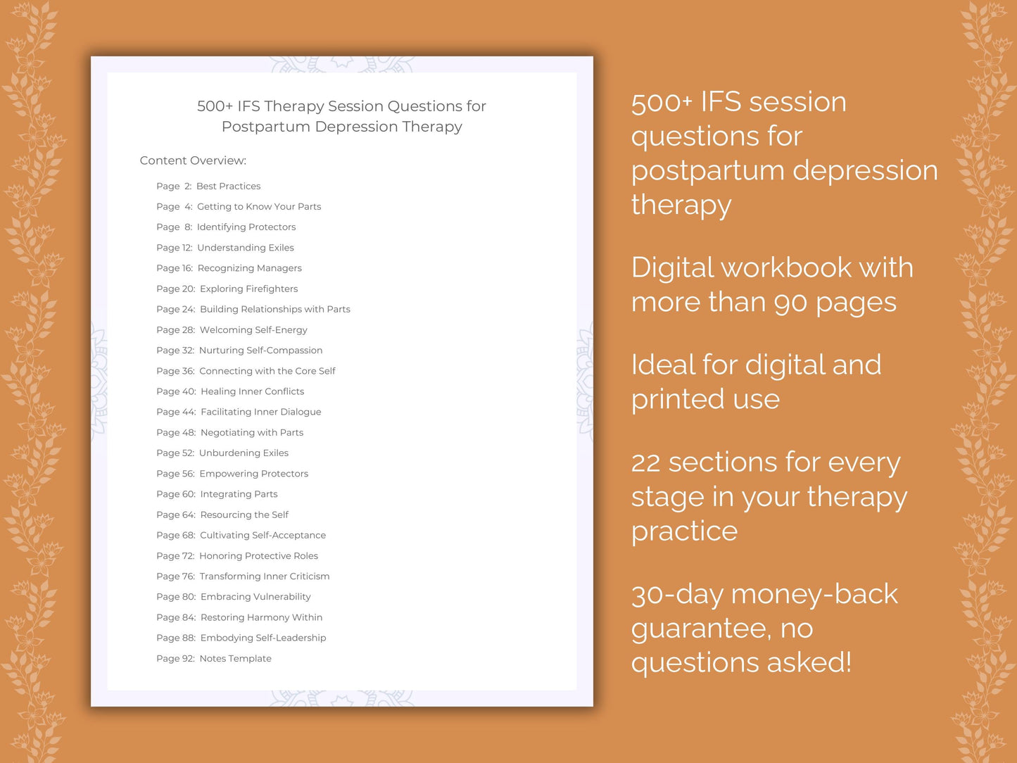 Postpartum Depression Internal Family Systems (IFS) Therapist Worksheets