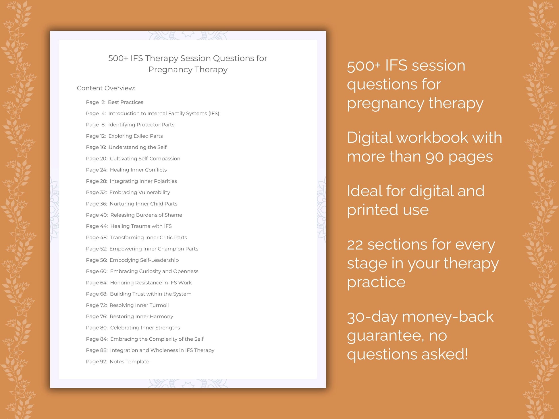 Pregnancy Internal Family Systems (IFS) Therapist Worksheets