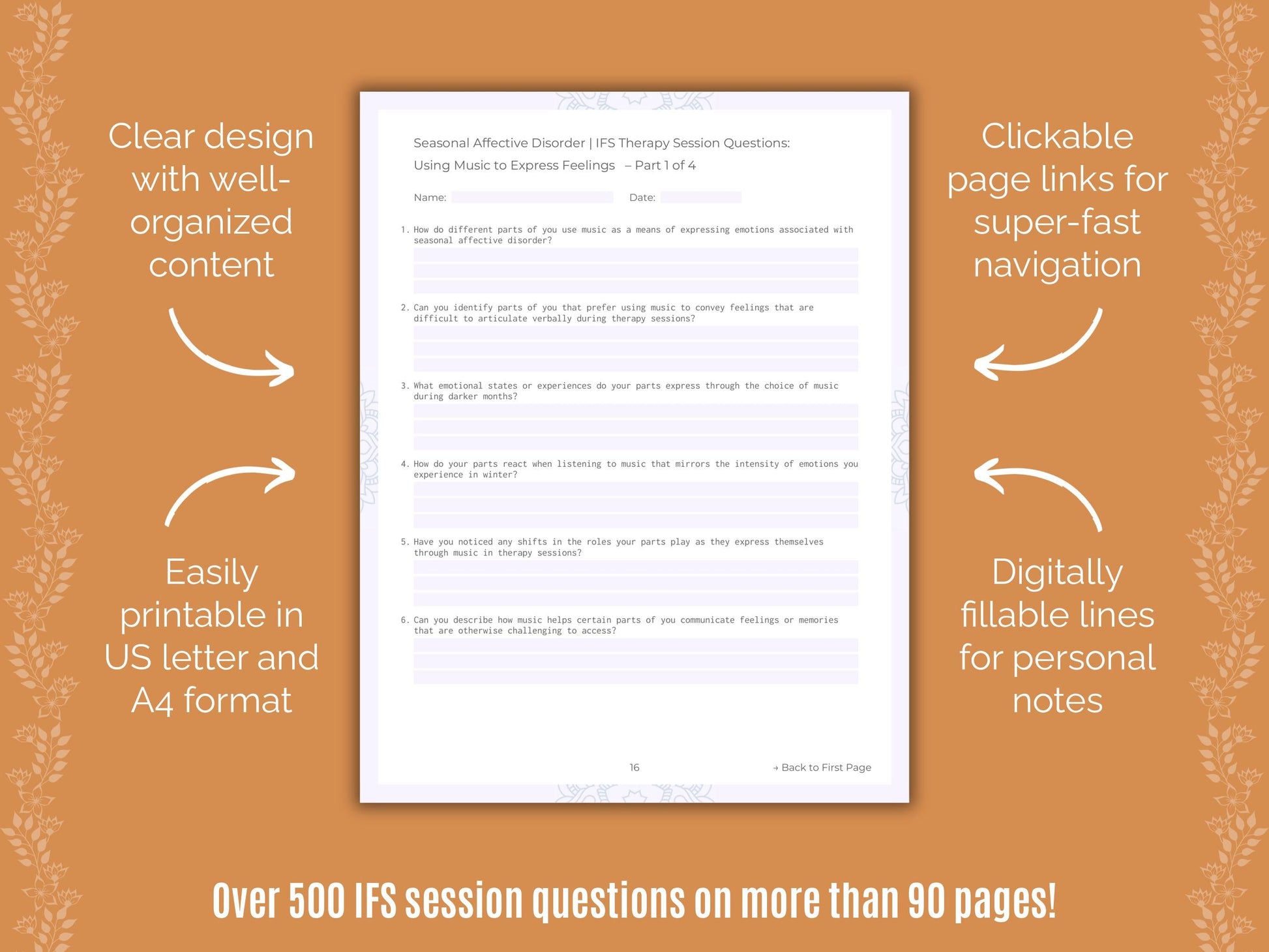 Seasonal Affective Disorder Internal Family Systems (IFS) Counseling Templates