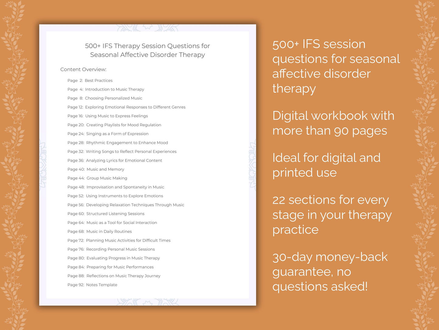 Seasonal Affective Disorder Internal Family Systems (IFS) Therapist Worksheets