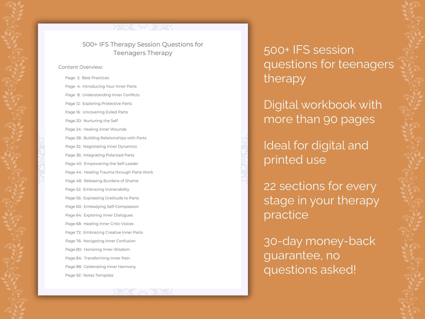 Teenagers Internal Family Systems (IFS) Therapist Worksheets