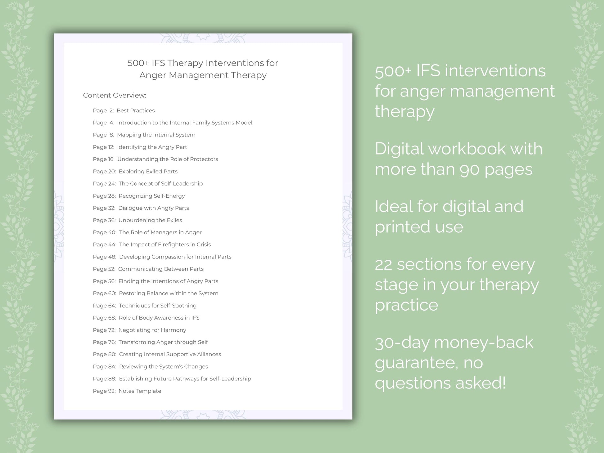 Anger Management Internal Family Systems (IFS) Therapist Worksheets